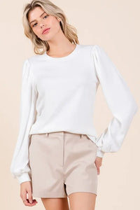 Mittoshop Round Neck Long Sleeve Rib Knit Top - Brittney MADE