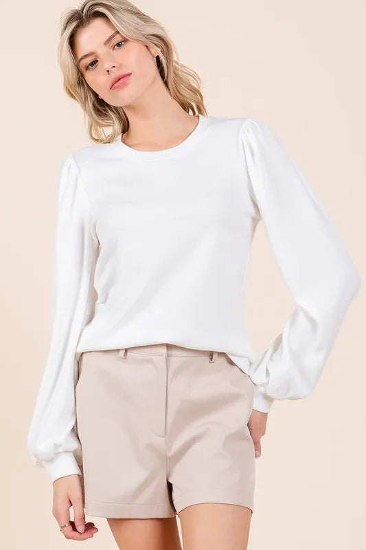 Mittoshop Round Neck Long Sleeve Rib Knit Top - Brittney MADE