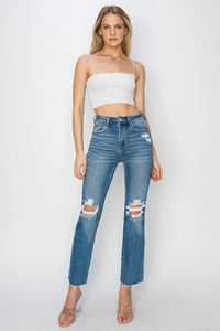 RISEN High Rise Distressed Ankle Jeans - Brittney MADE