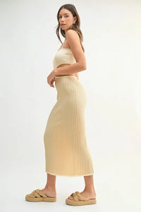 MABLE Ribbed Knit Color Block Cutout Midi Dress - Brittney MADE