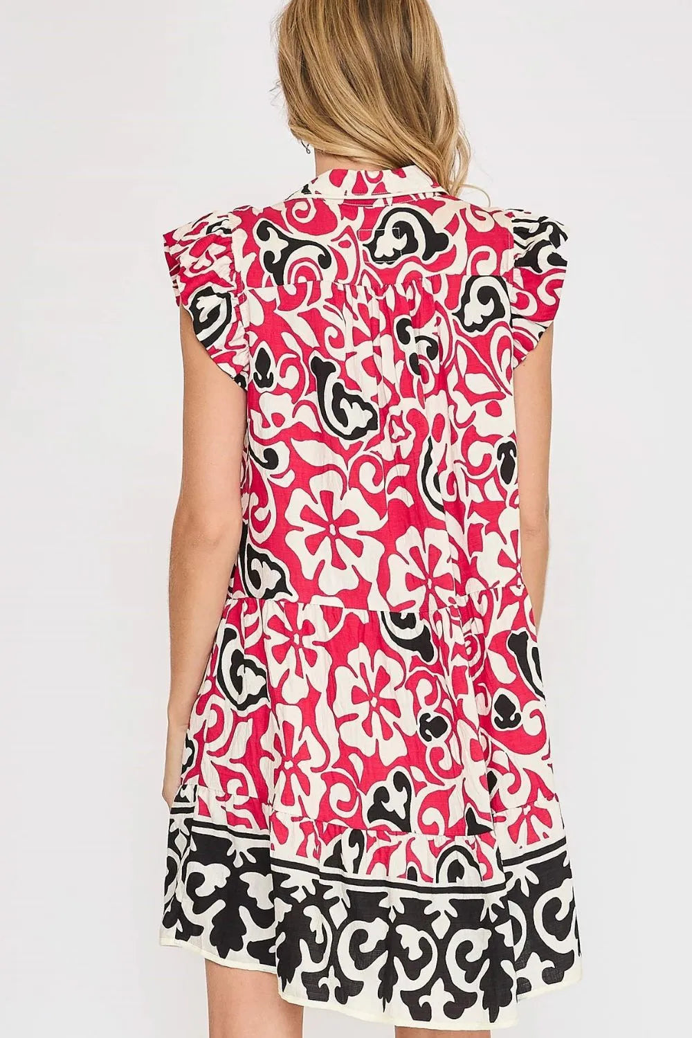Umgee Floral Ruffled Cap Sleeve Tiered Dress - Brittney MADE