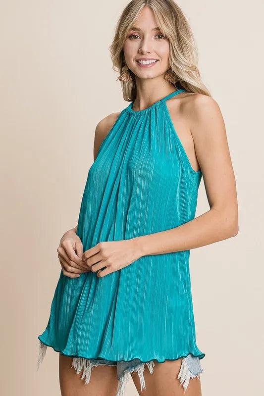 BiBi Pleating Knit Halter Neck Top - Brittney MADE