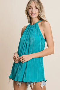 BiBi Pleating Knit Halter Neck Top - Brittney MADE