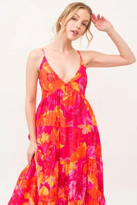 And The Why Floral Tiered Maxi Cami Dress with Pockets - Brittney MADE