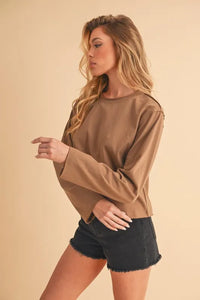 Aemi+Co Round Neck Long Sleeve T-Shirt - Brittney MADE