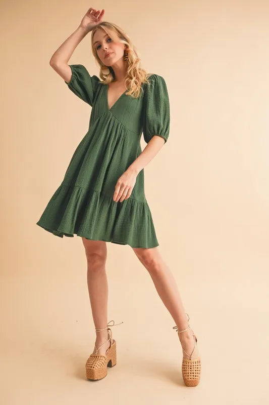 Aemi+Co Tied Back Ruffled Short Sleeve Mini Dress - Brittney MADE