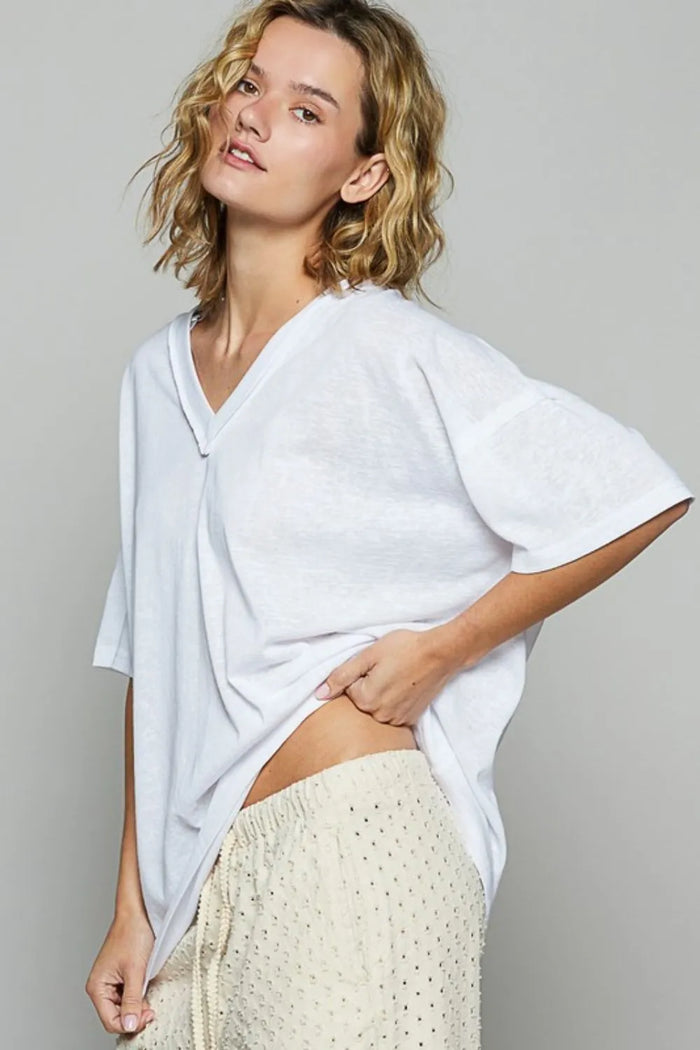 POL V-Neck Half Sleeve T-Shirt - Brittney MADE