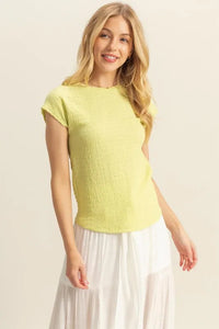 HYFVE Textured Round Neck Cap Sleeve Knit Top - Brittney MADE