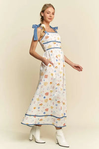 Davi & Dani Denim Binding Detail Smocking Summer Maxi Dress - Brittney MADE