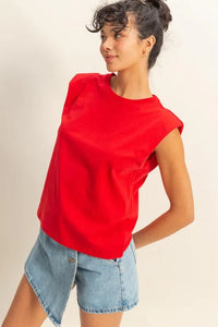 HYFVE Round Neck Shoulder Pad Sleeveless Top - Brittney MADE
