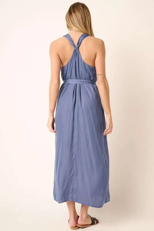 Mittoshop Cross Back Belted V Neck Tank Maxi Dress - Brittney MADE