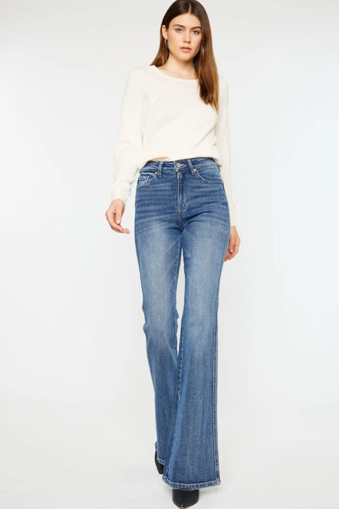 Kancan Cat's Whiskers High Waist Flare Jeans - Brittney MADE