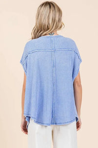 Mittoshop Mineral Wash Waffle Knit Pointed Hem Oversized Top - Brittney MADE