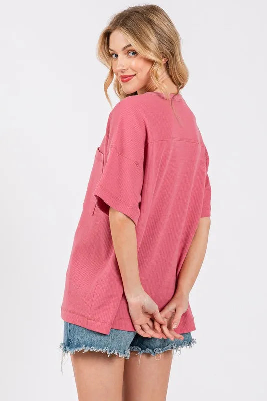 Cesfemme Textured Drop Shoulder T-Shirt - Brittney MADE