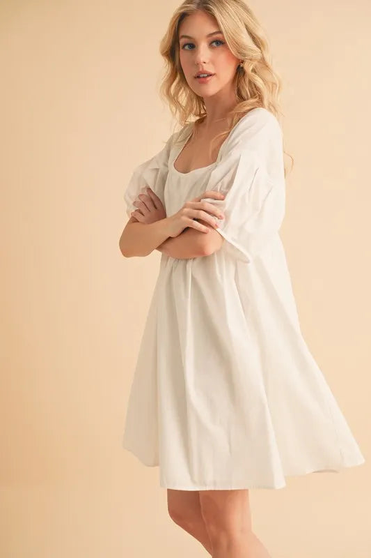 Aemi + Co Square Neck Babydoll Dress with Pockets - Brittney MADE