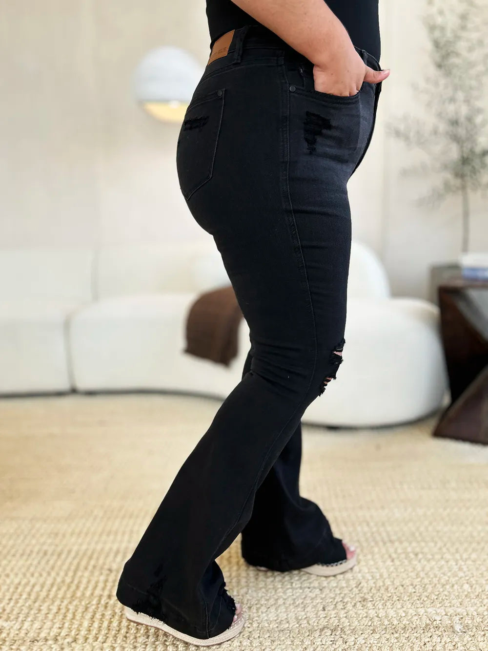 Judy Blue Full Size High Waist Distressed Flare Jeans - Brittney MADE
