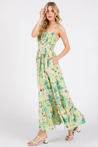 Mittoshop Floral Smocked Back Ruffled Hem Maxi Cami Dress - Brittney MADE