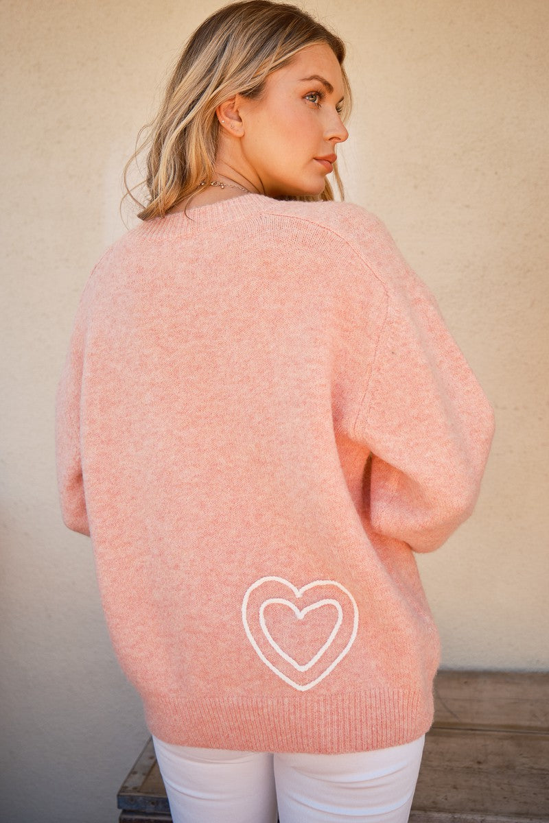 And The Why WIFEY & Heart Round Neck Sweater - Brittney MADE