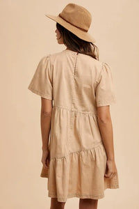 Annie Wear Mineral Washed Round Neck Short Sleeve Denim Dress - Brittney MADE