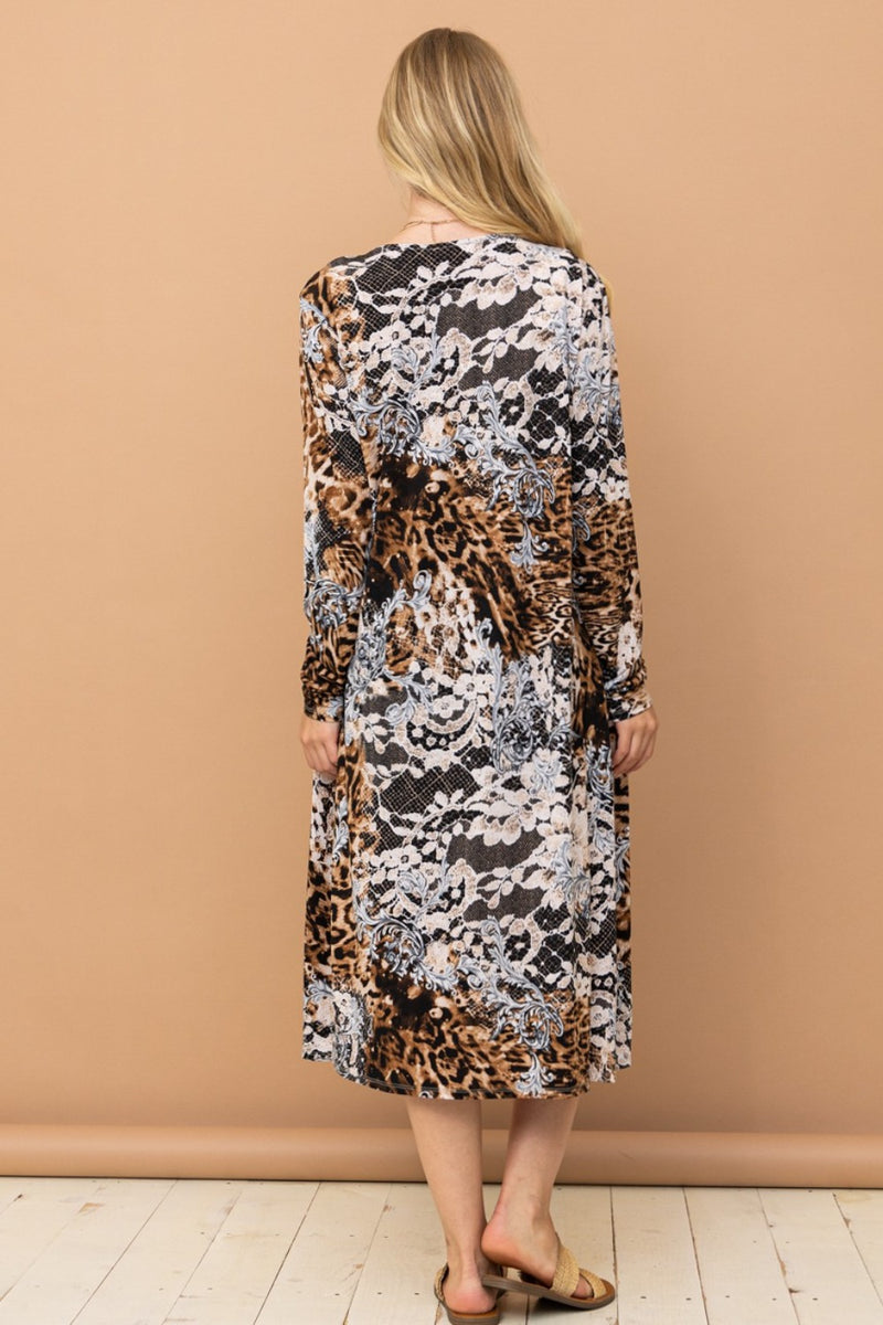 And The Why Leopard Kimono Open Front Longline Cardigan - Brittney MADE