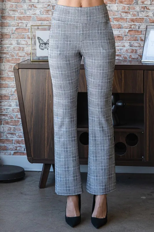 Heimish Full Size Plaid Flare Pants with Wide Waist Band Plus Size - Brittney MADE