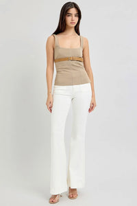 RISEN Full Size High Rise Front Patch Pocket Flare Jeans - Brittney MADE