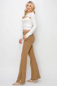 RISEN Bailey Full Size High Waist Side Slit Flare Jeans - Brittney MADE