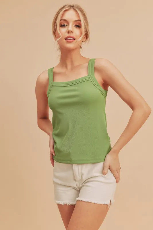 Aemi + Co Square Neck Wide Strap Tank - Brittney MADE
