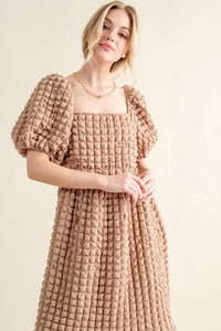And The Why Full Size Square Neck Puff Sleeve Dress - Brittney MADE