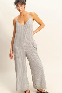 HYFVE Striped V-Neck Sleeveless Jumpsuit - Brittney MADE