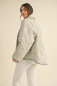 MABLE Floral Printed Quilted Open Front Jacket - Brittney MADE