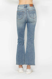 Judy Blue Full Size Tummy Control Back Embroidered Pocketed Bootcut Jeans Plus Size - Brittney MADE