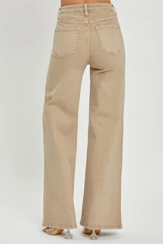 RISEN Full Size Tummy Control High Rise Wide Leg Jeans Plus Size - Brittney MADE