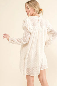 And The Why Ruffle Shoulder with Textured Woven Dress - Brittney MADE
