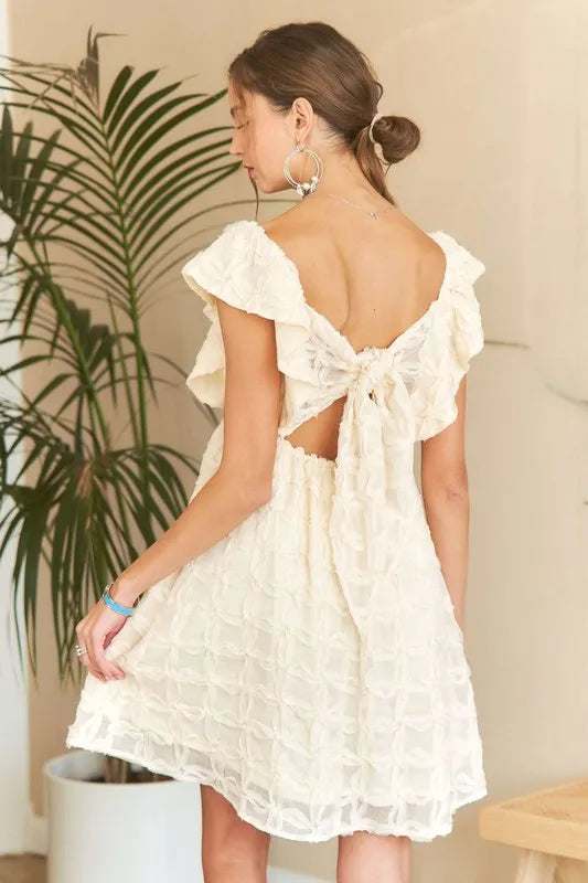 ADORA Tie Back V-Neck Ruffle Sleeve Dress - Brittney MADE