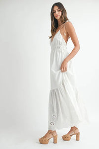 MABLE Eyelet Lace Maxi Dress with Side Strap Details - Brittney MADE