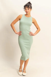 HYFVE Ribbed Round Neck Sleeveless Knit Midi Dress - Brittney MADE