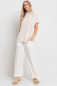 Ces Femme Texture Mock Neck Short Sleeve Knit Top - Brittney MADE