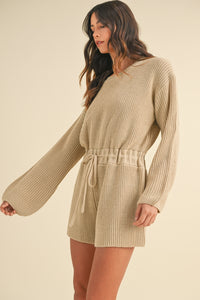MABLE Round Neck Long Sleeve Sweater Romper - Brittney MADE