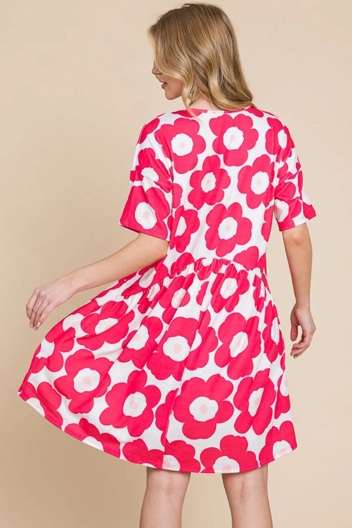 BOMBOM Flower Print Ruched Dress - Brittney MADE