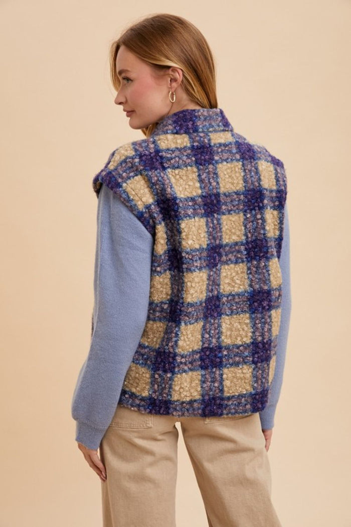 Annie Wear Faux Fur Plaid Button Up Jacket - Brittney MADE