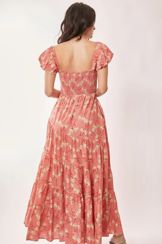 Davi & Dani Lightweight Sweetheart Neck Textured Tiered Maxi Dress - Brittney MADE