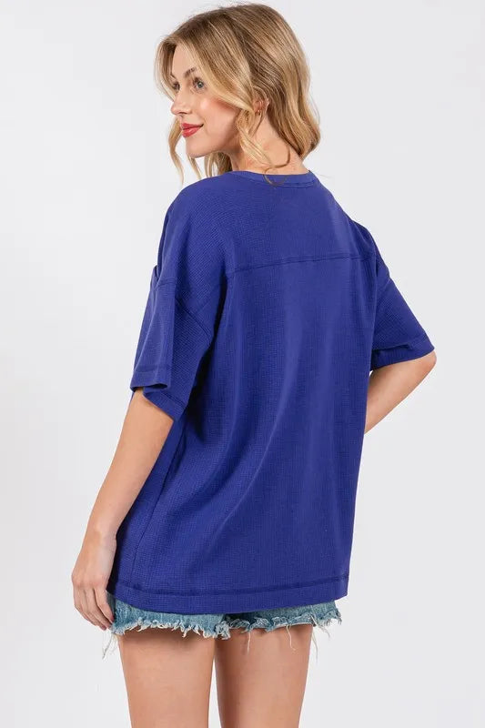 Cesfemme Textured Drop Shoulder T-Shirt - Brittney MADE