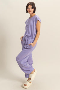 HYFVE Back Keyhole Round Neck Cap Sleeve Drawstring Jumpsuit - Brittney MADE
