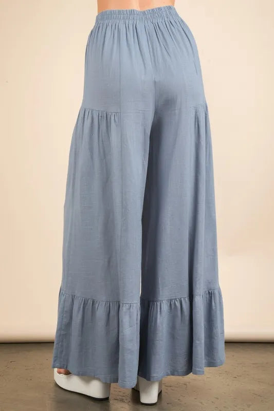 VERY J Palazzo Elastic Waist Comfy Pants - Brittney MADE