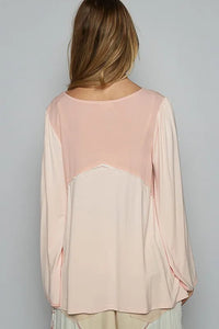 POL Contrast Button Front Long Sleeve Knit Top - Brittney MADE