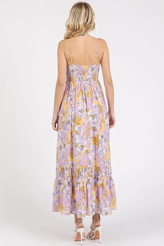 Mittoshop Floral Smocked Back Ruffled Hem Maxi Cami Dress - Brittney MADE