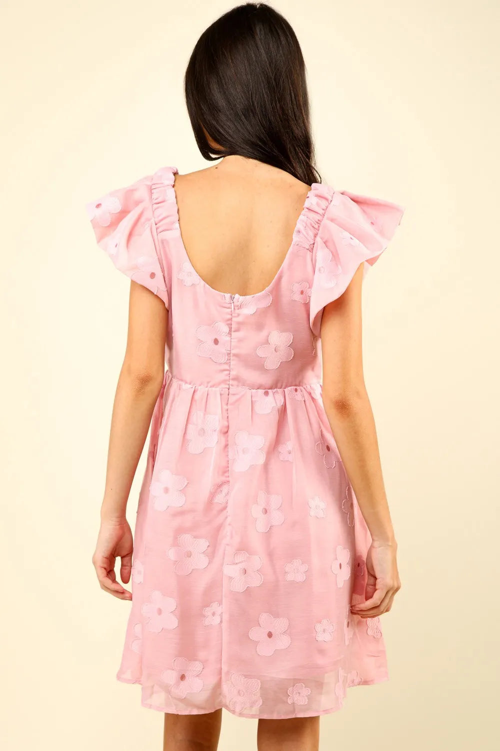 VERY J Flower Embroidered Organza Mini Dress - Brittney MADE