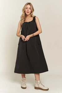 ADORA Drawstring Slit Back Cargo Dress - Brittney MADE