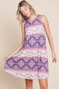 BOMBOM Bohemian Print Sleeveless Dress - Brittney MADE